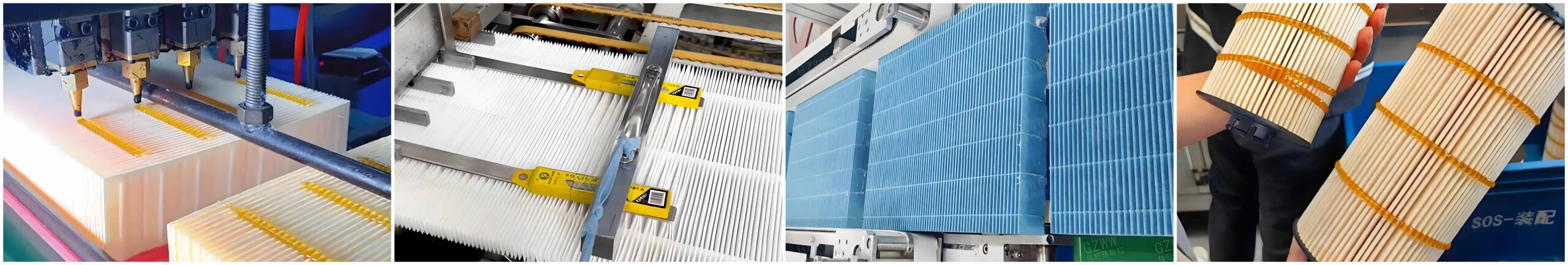 Filter hot melt adhesive application site