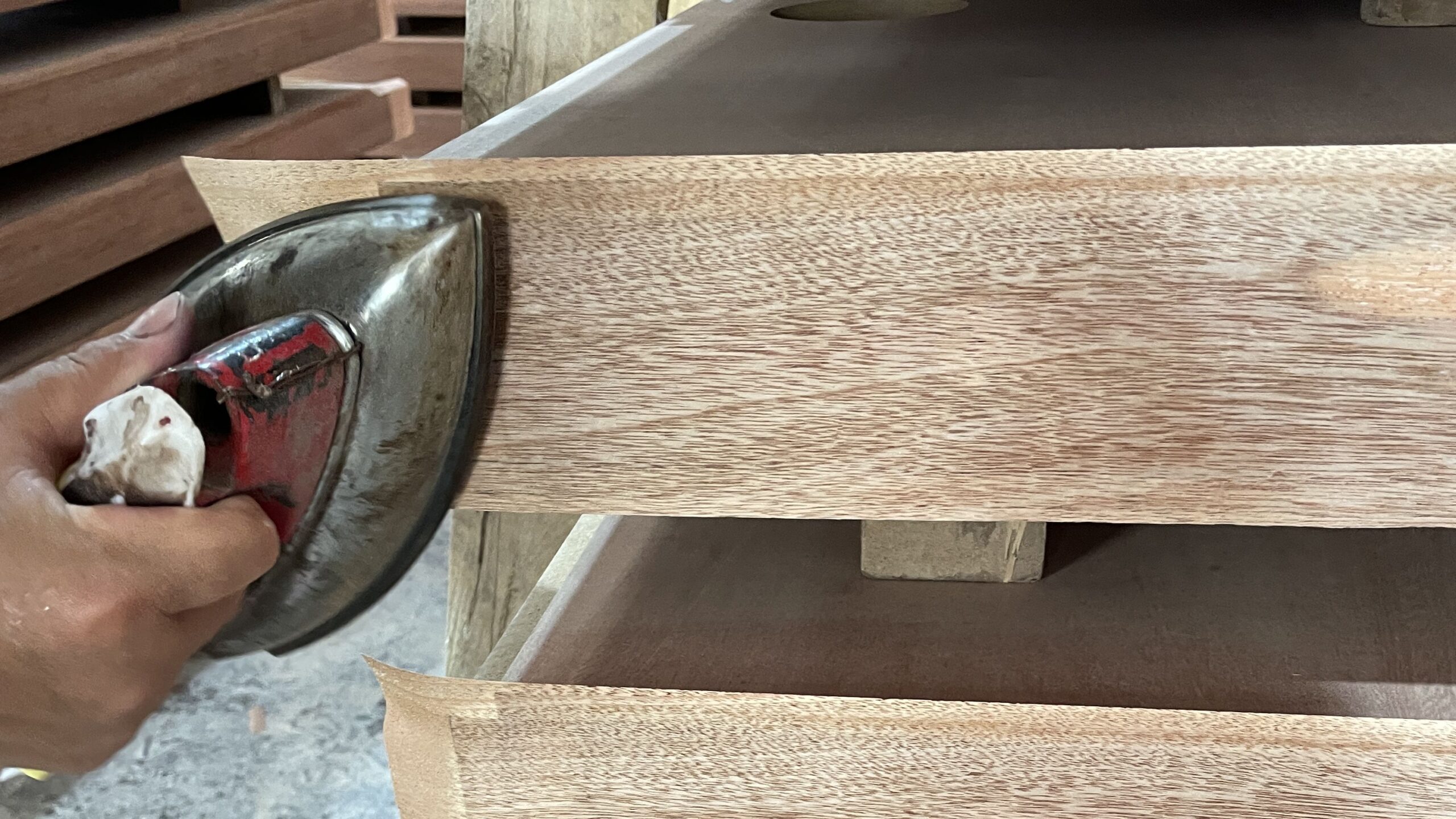 Iron heated veneer