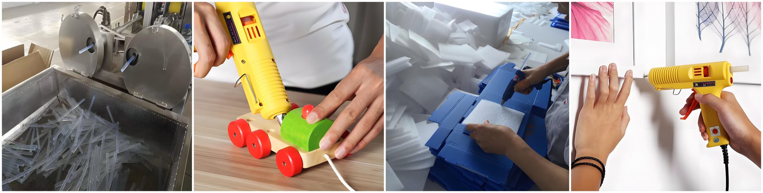 Hot melt glue stick application pictures